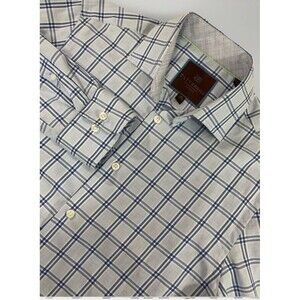 Tattersall London Men’s Dress Shirt 15-32/33 Blue Plaid Long Sleeve Career